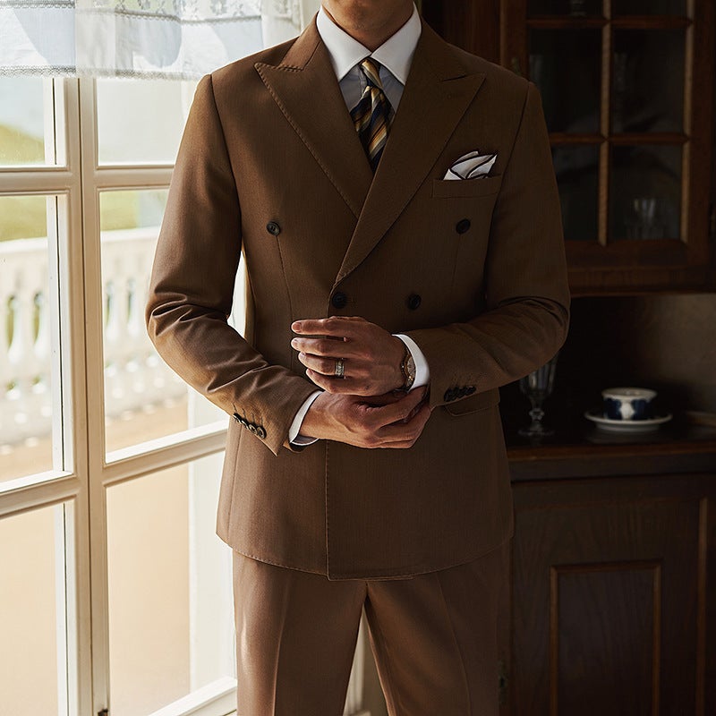Hangzhou Men'S High-End British-Style Business Dress Suit Double-Breasted Gentleman Naples Buckle Suit - Image 3